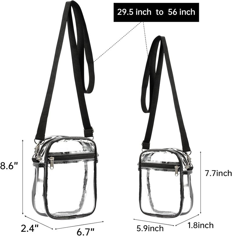 Fpxnb 2 Packs Clear Crossbody Bag Stadium Approved, Clear Crossbody Purse with Front Pocket and Adjustable Strap for Concerts - Image 2